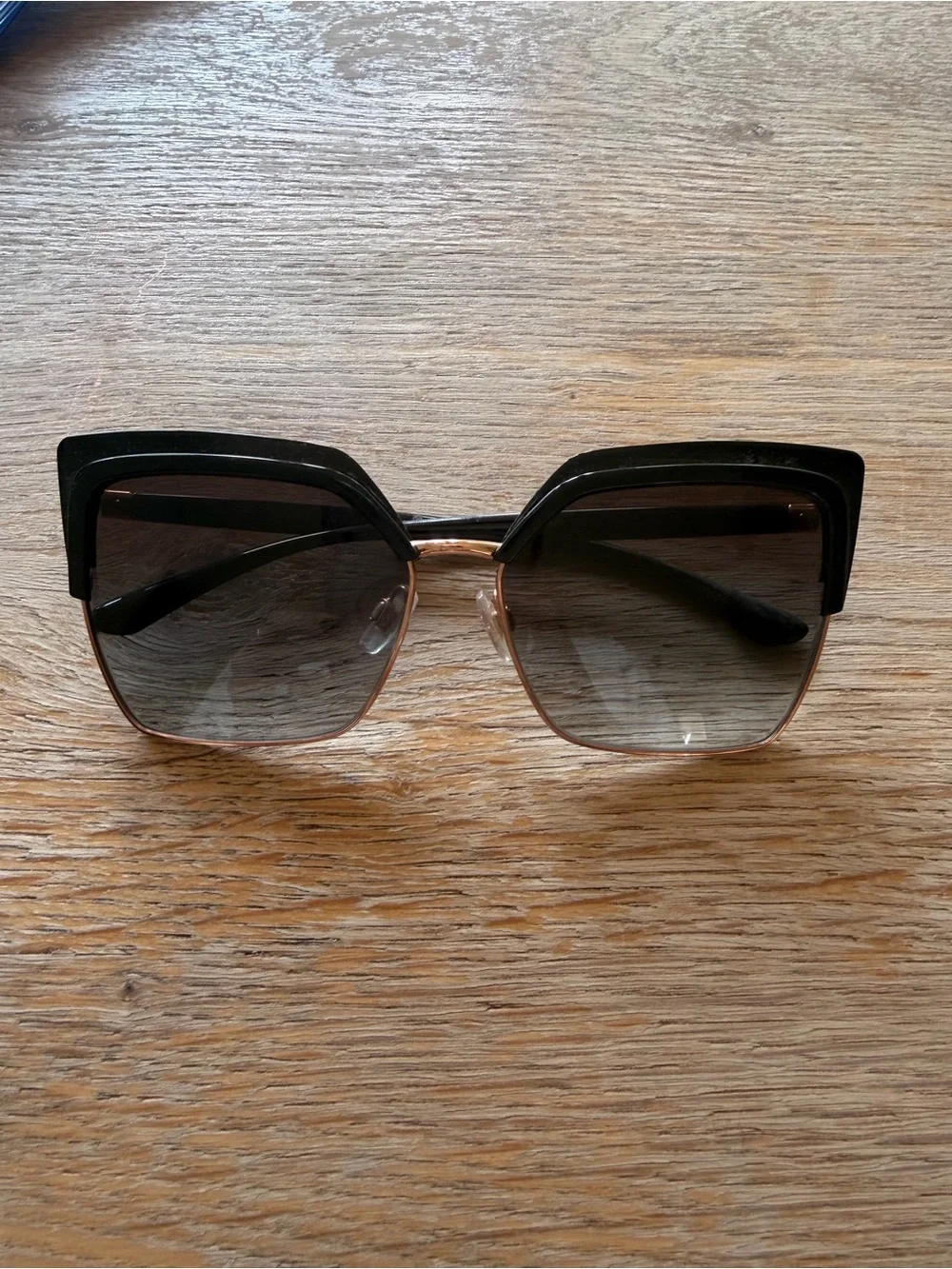 Dolce & Gabbana Black and Gold Oversized Square Sunglasses